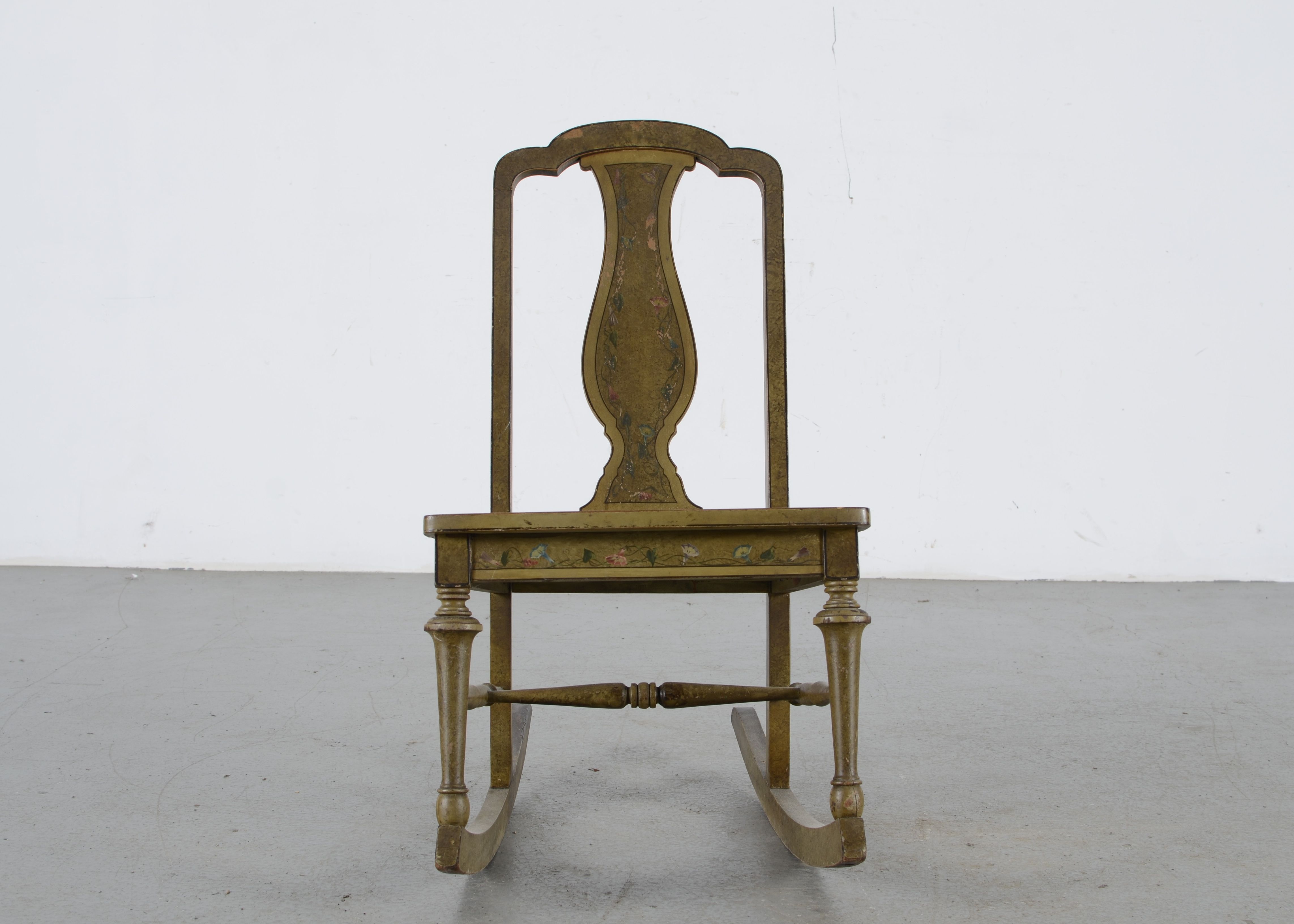 Vintage Hand Painted Cane Bottom Rocking Chair EBTH