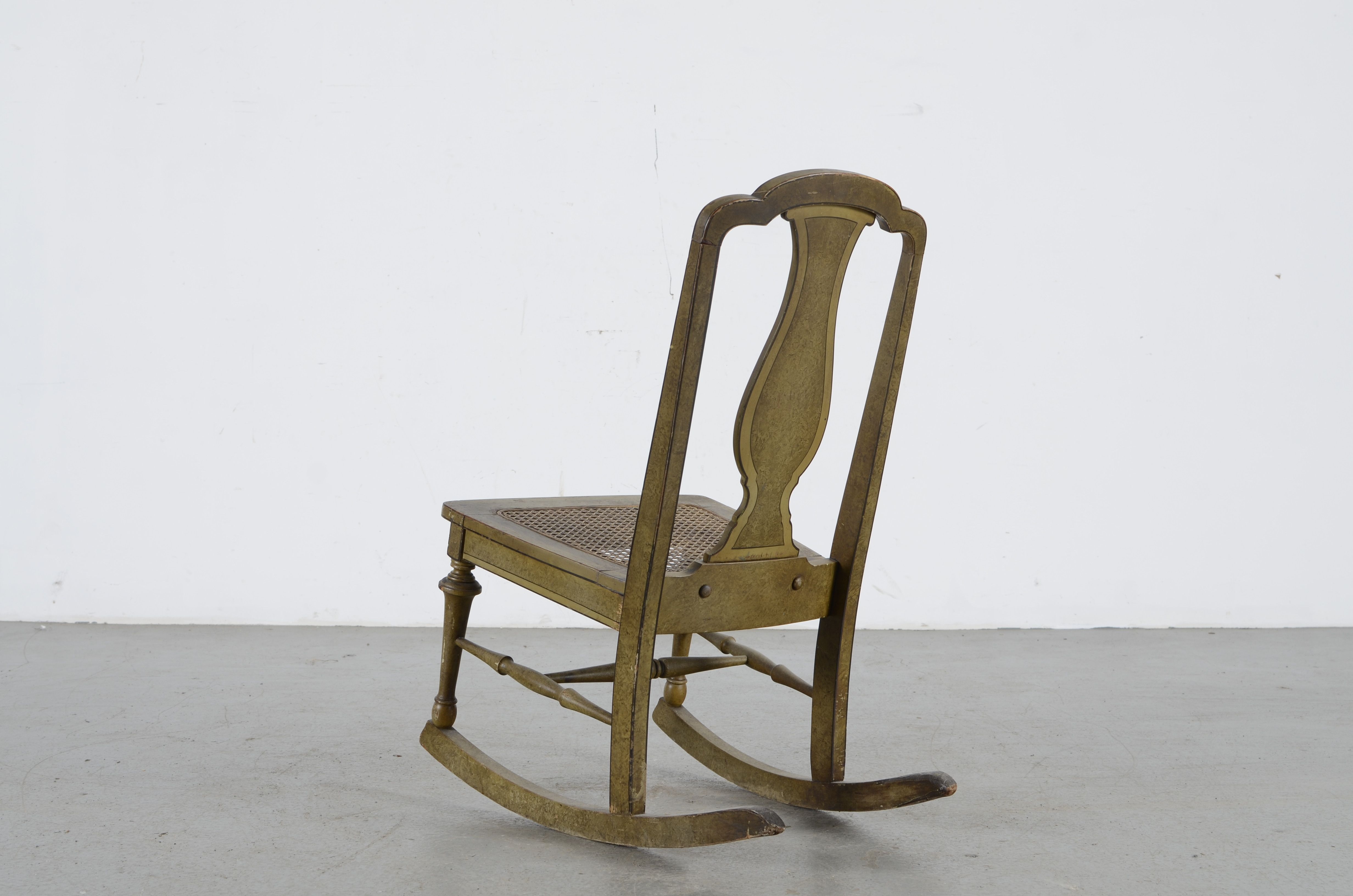 Vintage Hand Painted Cane Bottom Rocking Chair EBTH