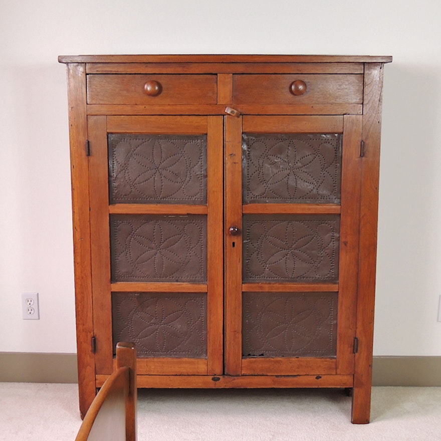 Antique Pie Safe Cupboard : EBTH Antique Pie Safe Cupboard ... - Antique Pie Safe Cupboard : EBTH