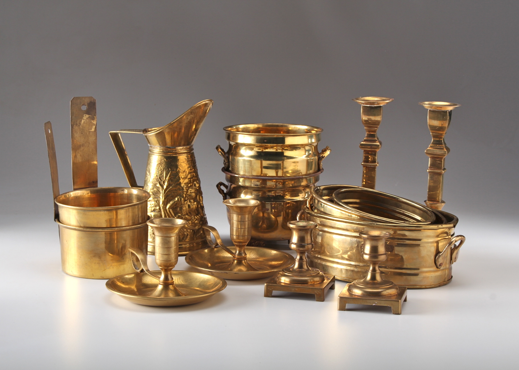 Large Collection of Brass Candle Holders, Pots and More EBTH