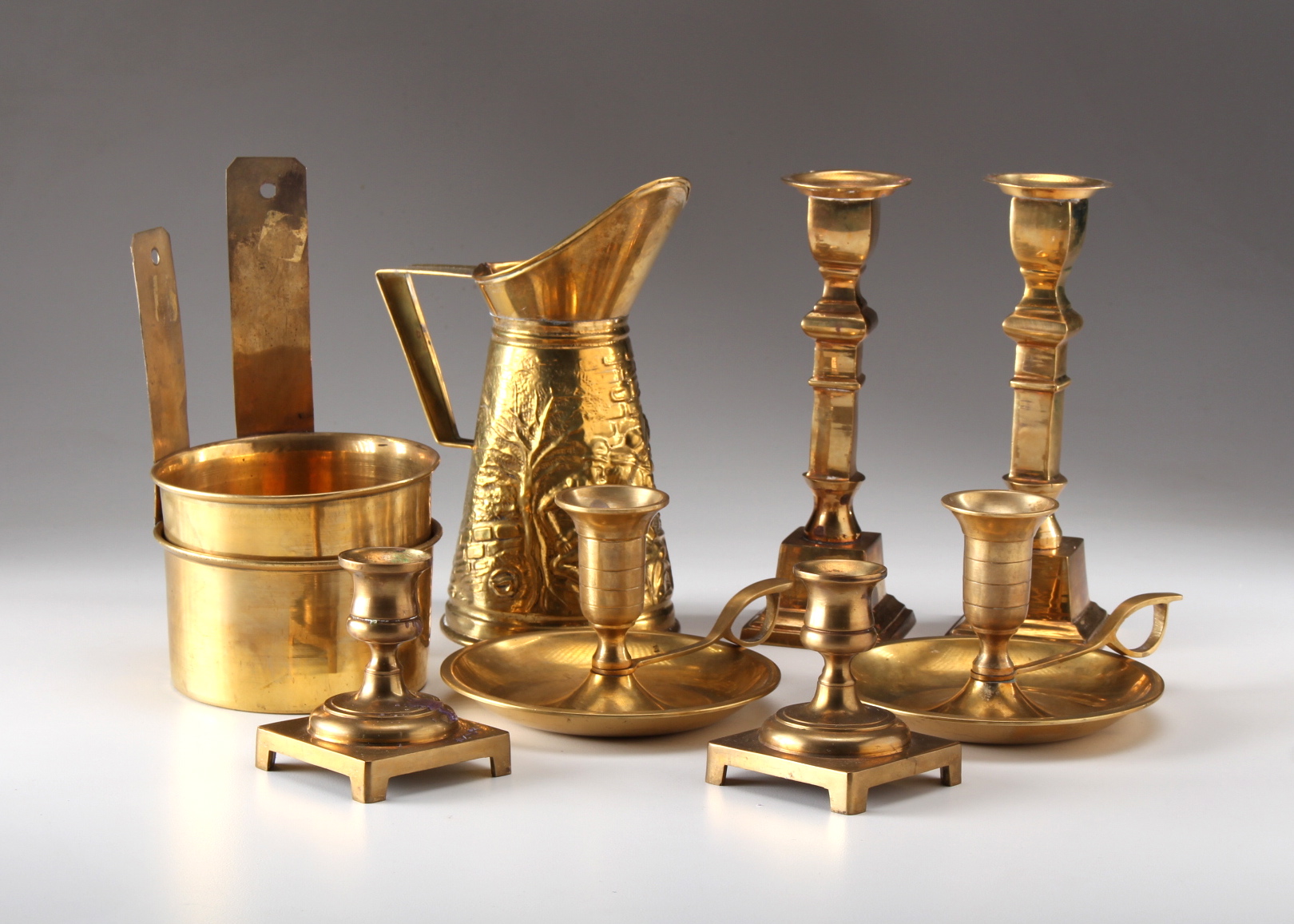 Large Collection of Brass Candle Holders, Pots and More EBTH