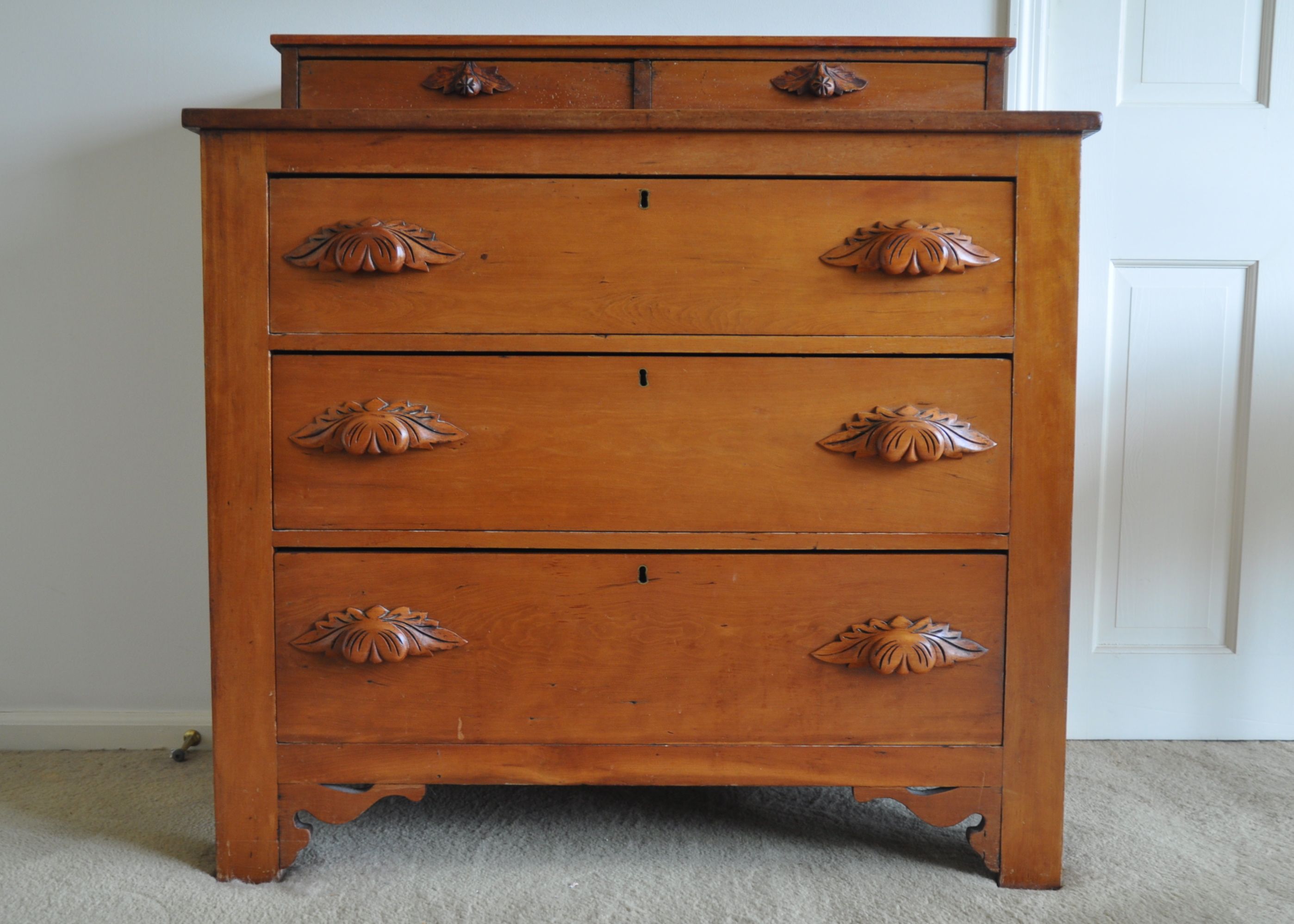 Antique Victorian Dresser with HandCarved Pulls Circa 1860s EBTH