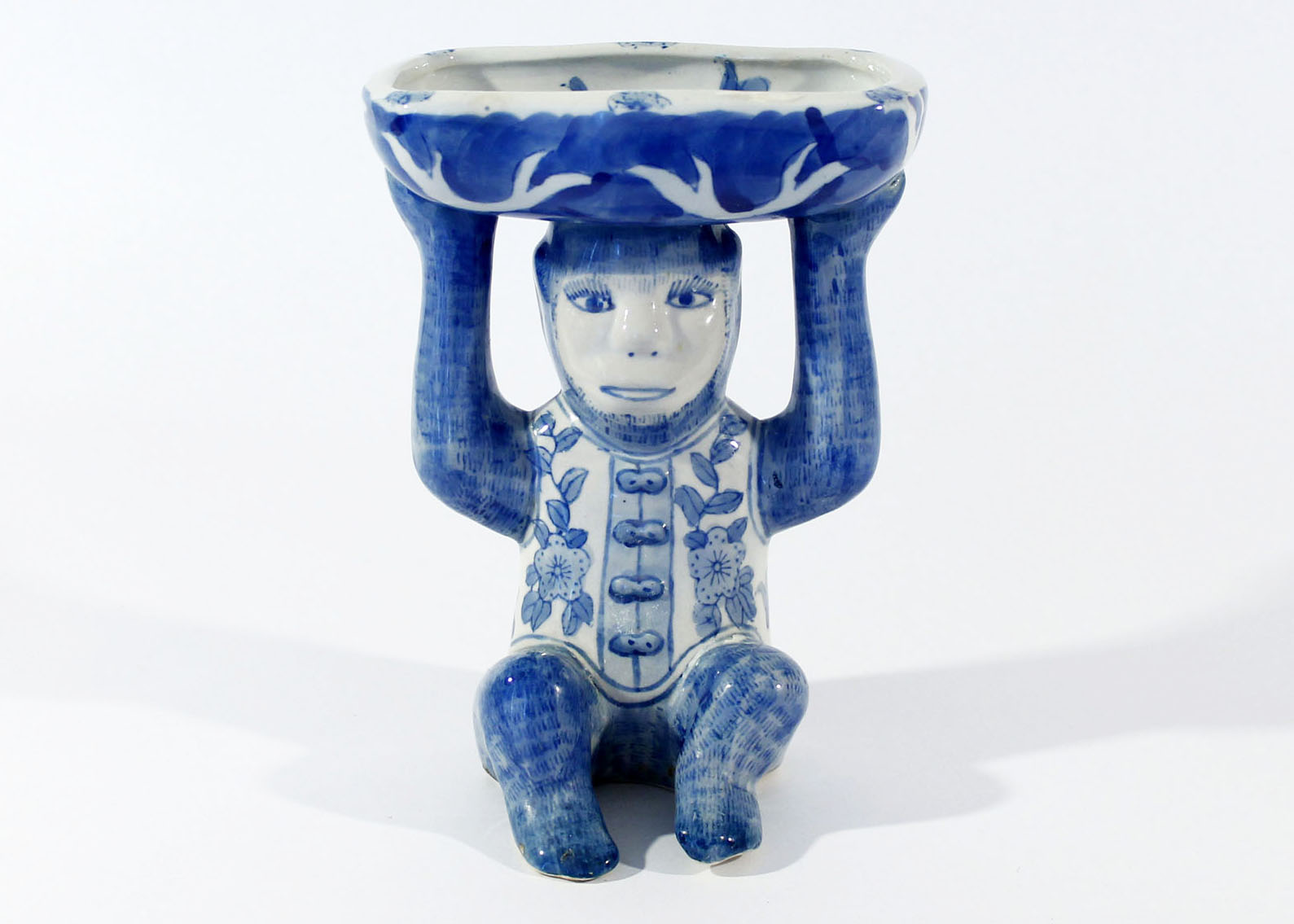 Blue and White Porcelain Monkey Soap Dish EBTH