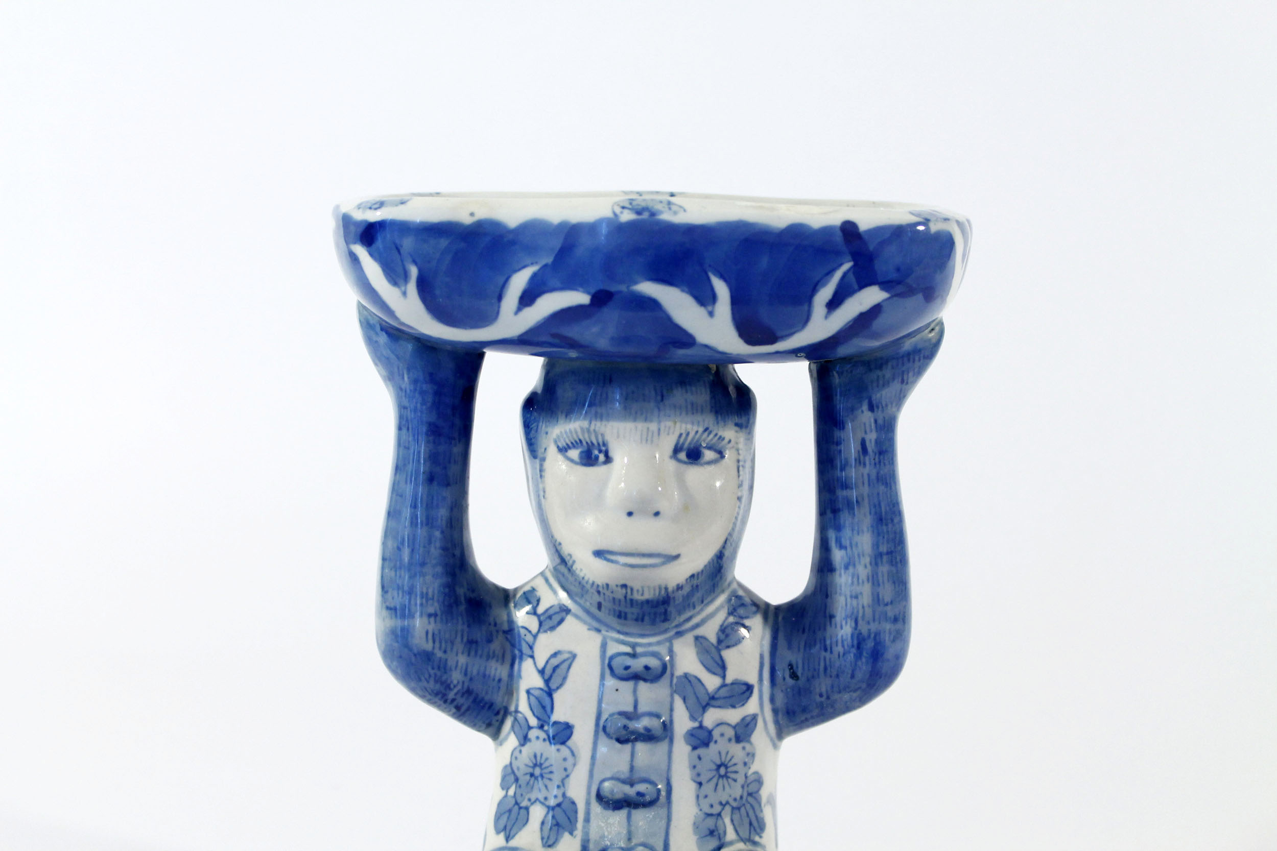 Blue and White Porcelain Monkey Soap Dish EBTH