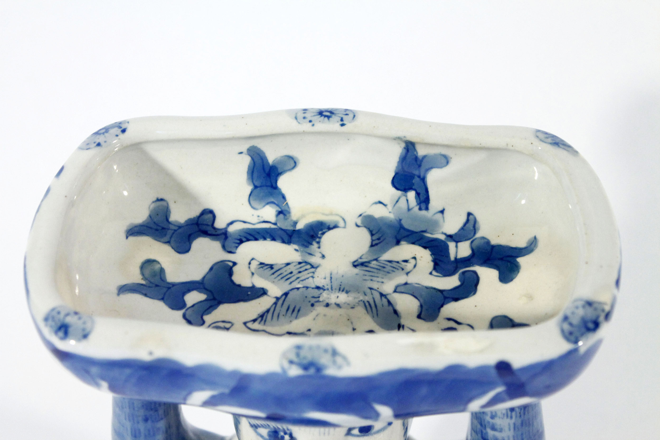 Blue and White Porcelain Monkey Soap Dish EBTH