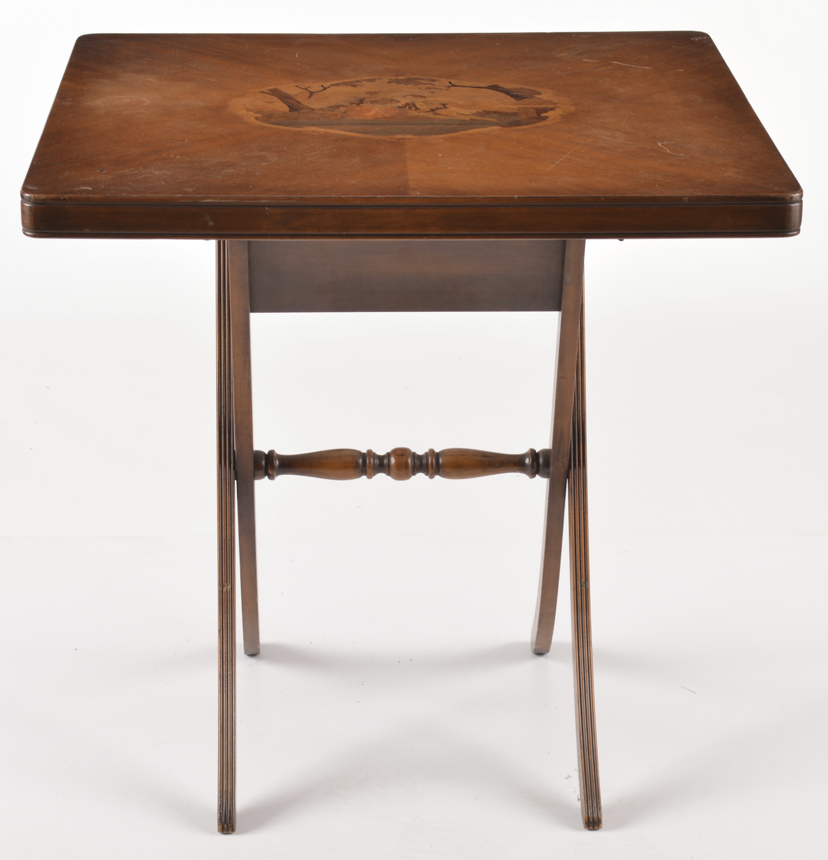 Circa 1940s Marquetry Tilt Top Card Table EBTH