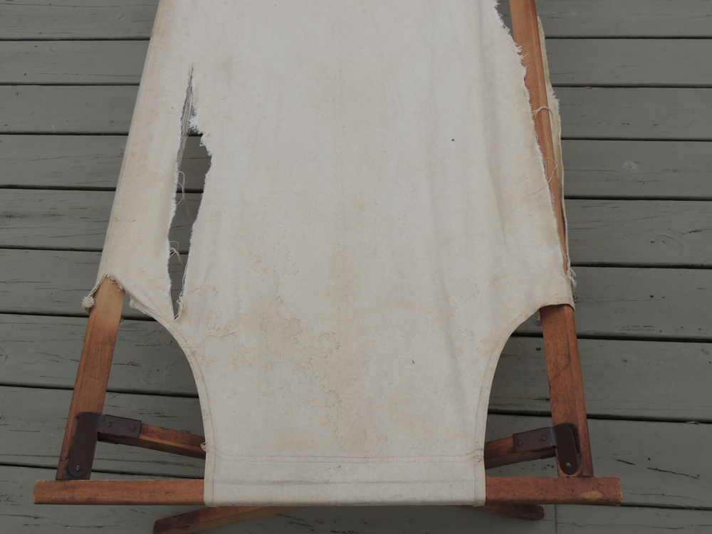 WWII Canvas and Wood Folding Military Cot EBTH