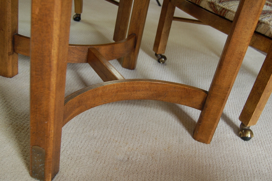 Octagon Shape Game Table and Four Chairs With Casters by Drexel EBTH