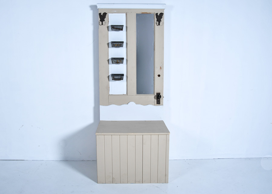 Upcycled Antique Door Hall Tree With Storage Bench Ebth