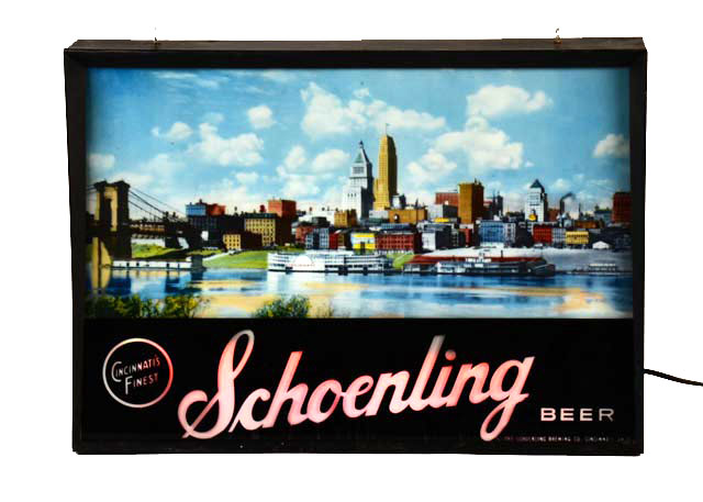 "Schoenling" Beer Sign with Cincinnati Skyline EBTH