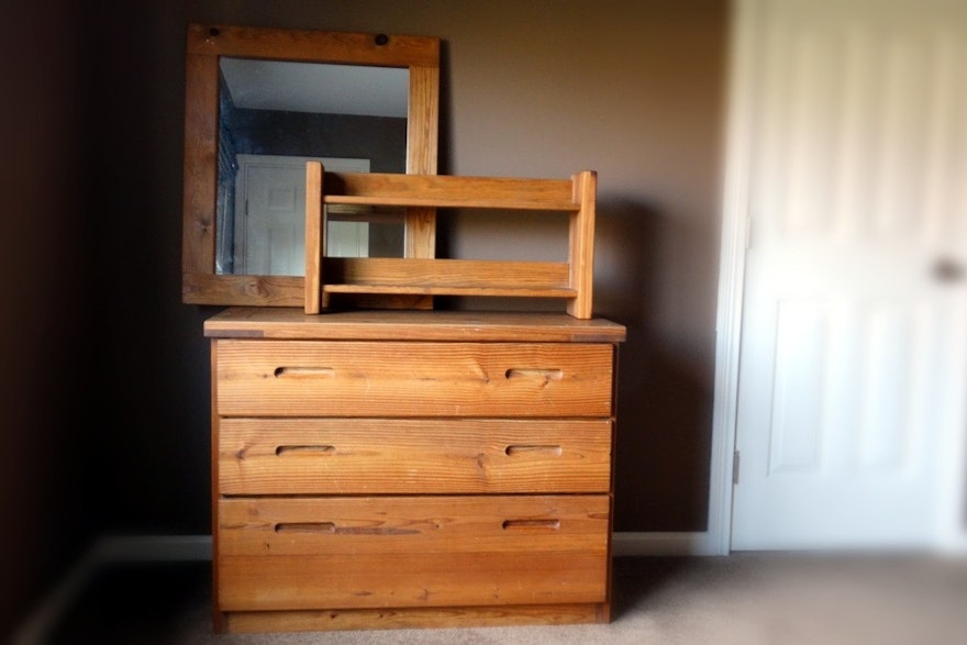 This End Up Pine Dresser Shelf Unit And Mirror Ebth