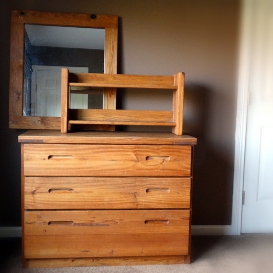 This End Up Pine Dresser Shelf Unit And Mirror Ebth
