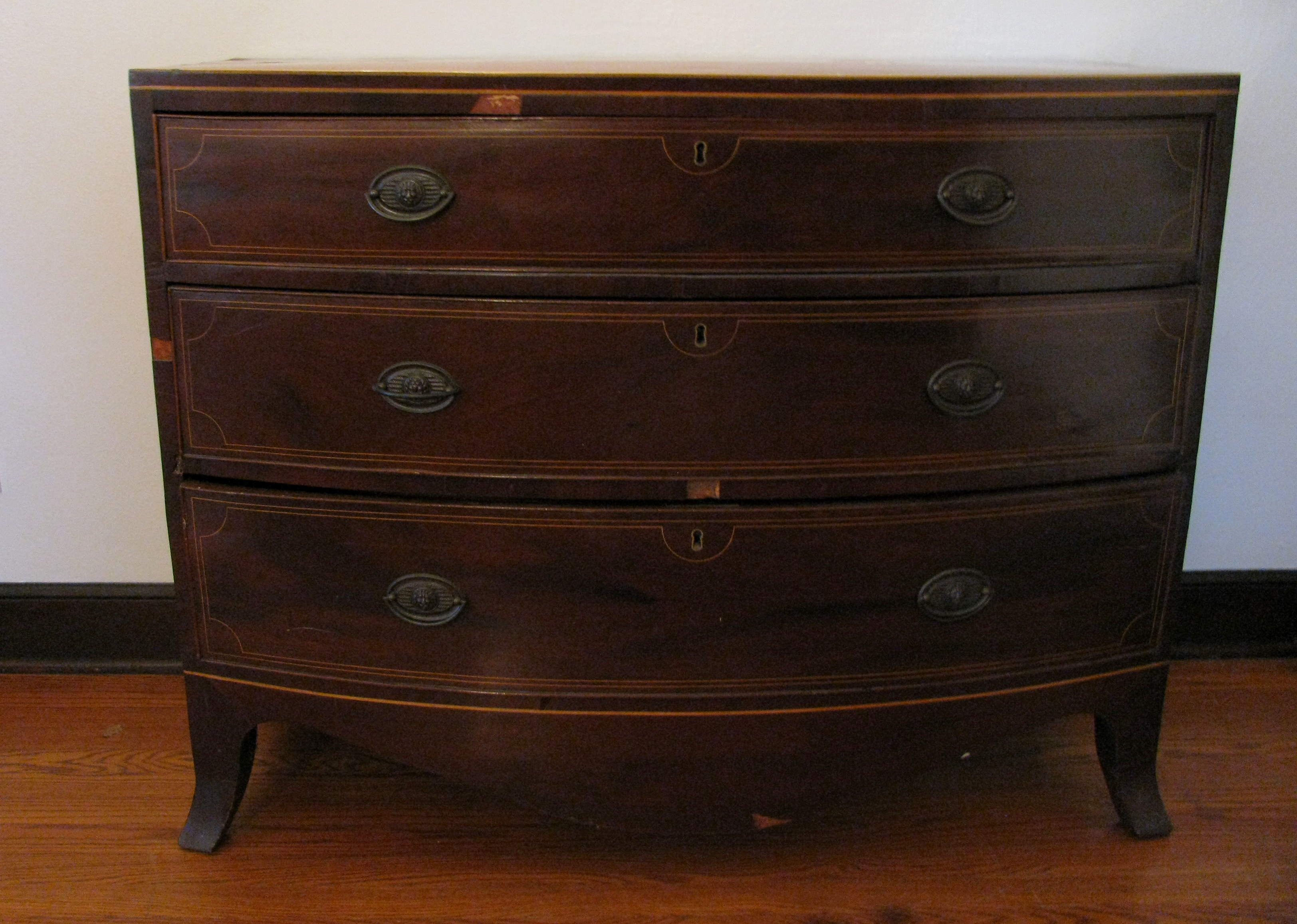 Antique Bow Front Dresser With Lion S Head Pulls Ebth