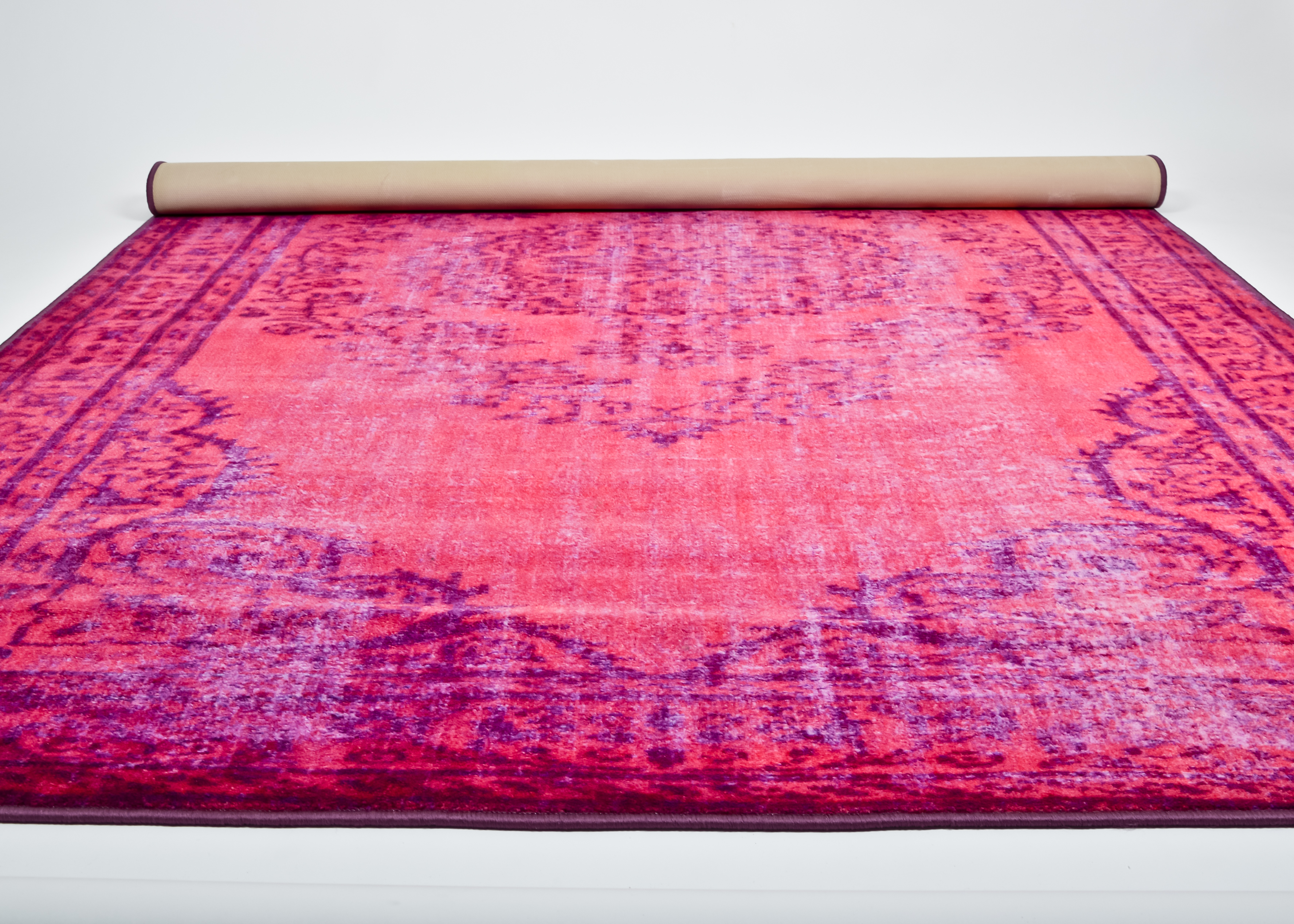 Nuloom Overdyed Magenta Vintage Style Area Rug EBTH