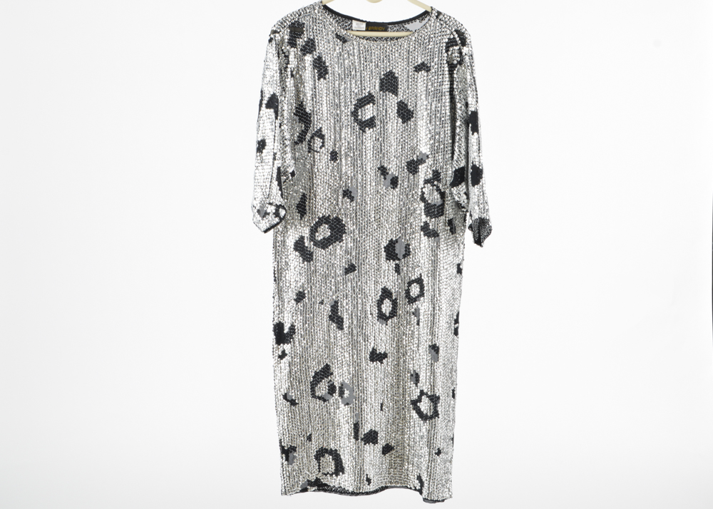 Vintage Joy Brandy Silk Chiffon and Sequin Dress EBTH