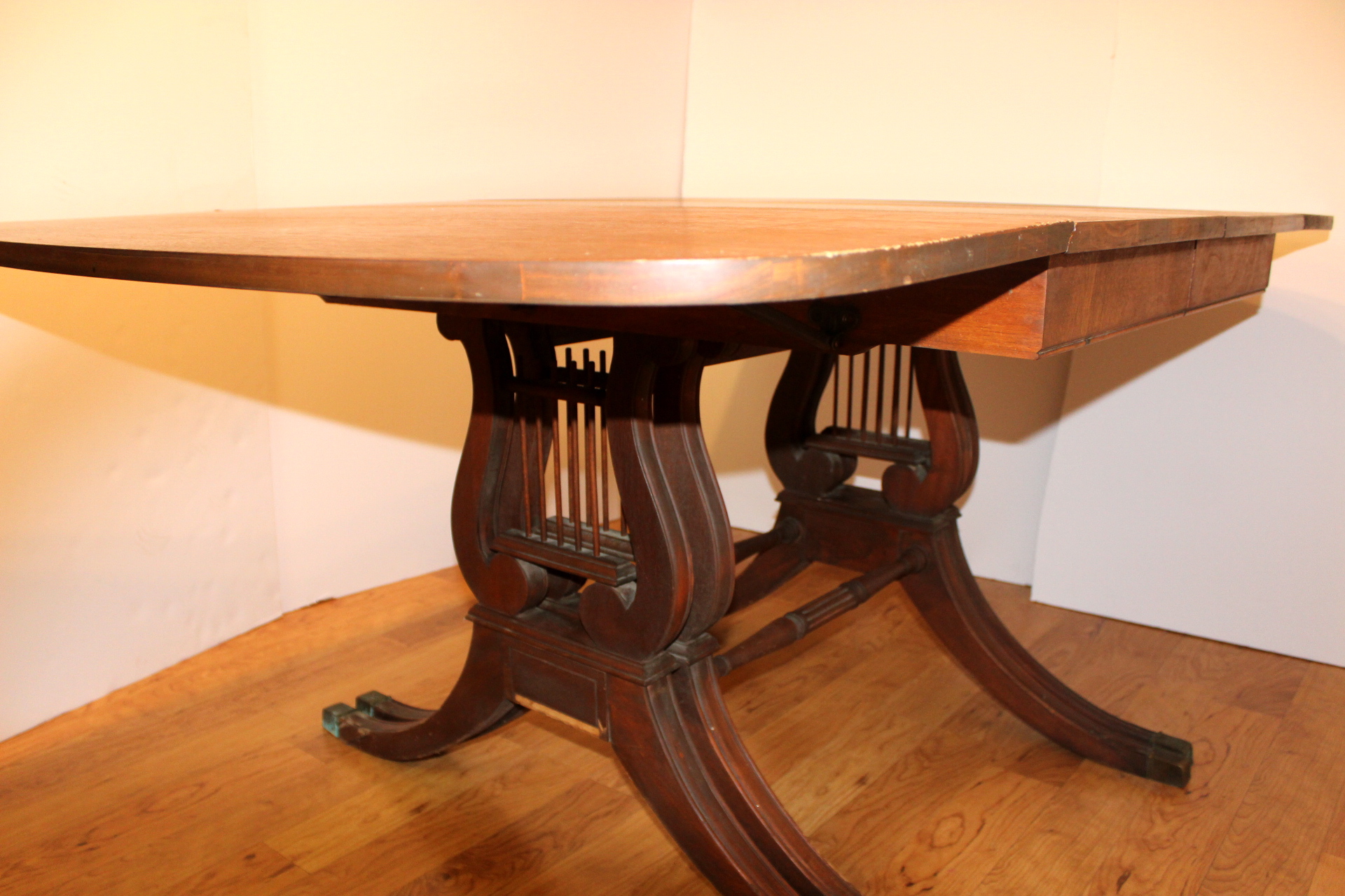 Rare Vintage Drexel Mahogany Dining Room Table with Lyre Base EBTH