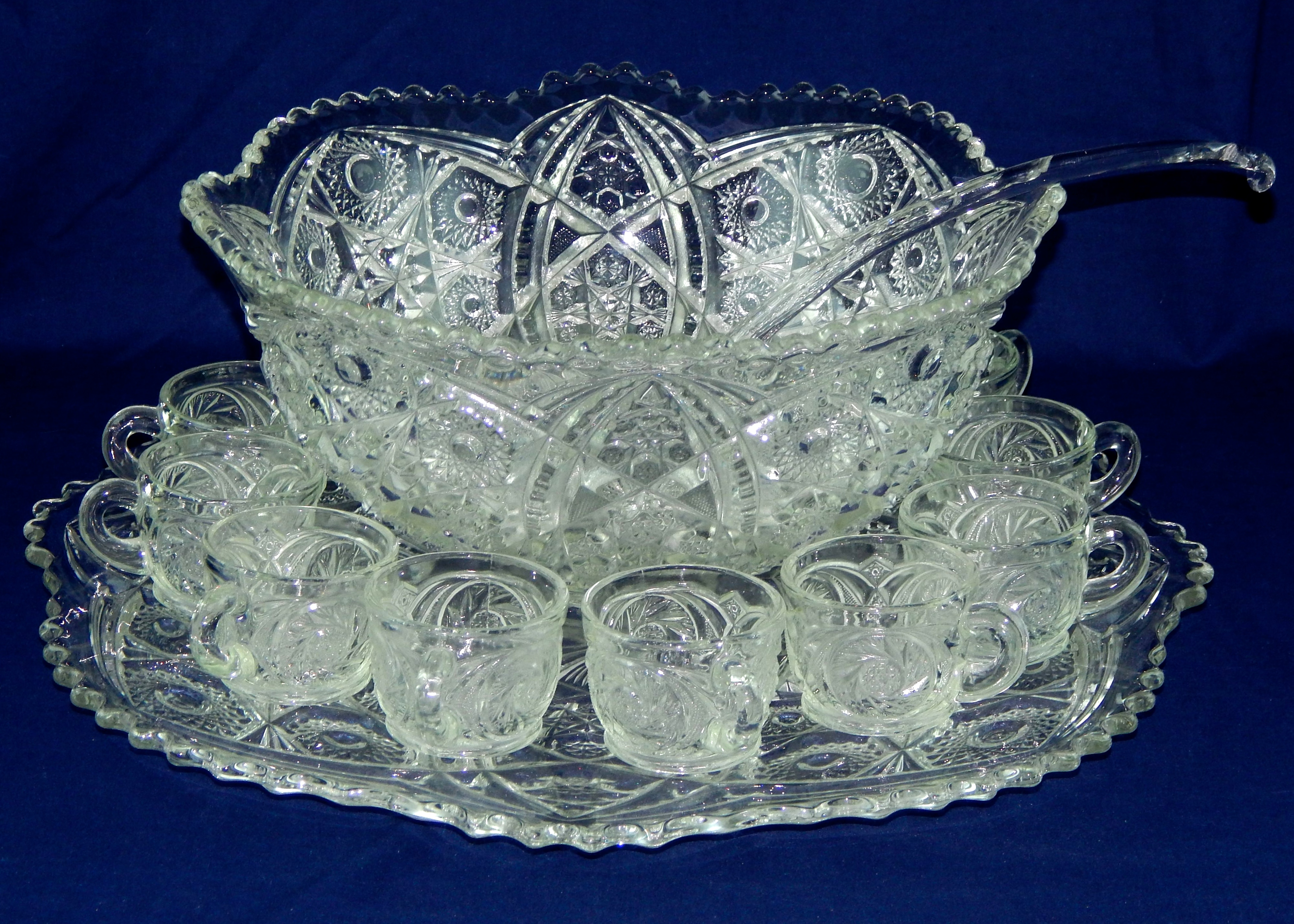 Antique Crystal Punch Bowl Set EBTH