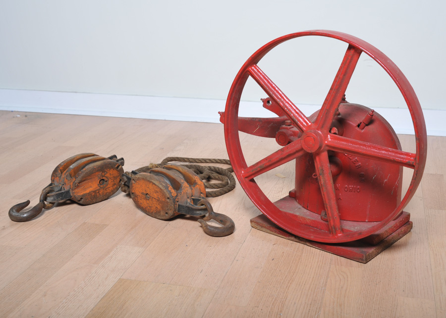 HellerAller Windmill Pump Jack and Wood Pulleys EBTH