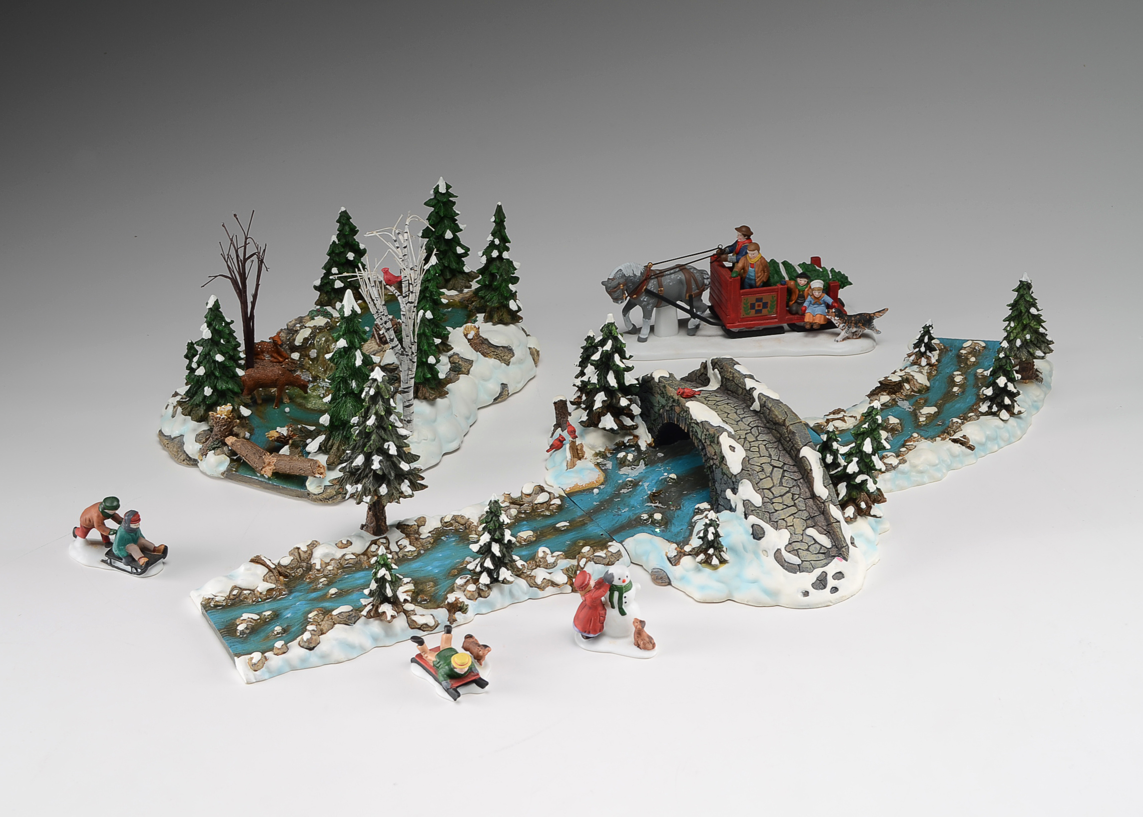 Dept 56 Village Mill Creek Pond Set EBTH