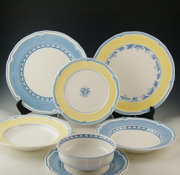 Villeroy & Boch Yellow and Blue Combination China Set of Fourteen EBTH