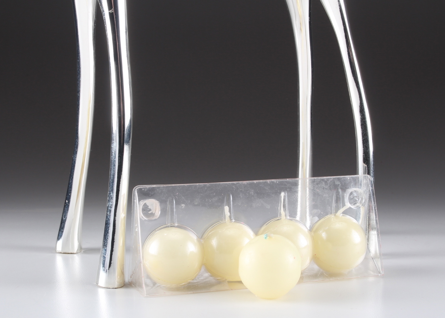 Pottery Barn Silver Plate Reindeer Candelabra with White Candles EBTH