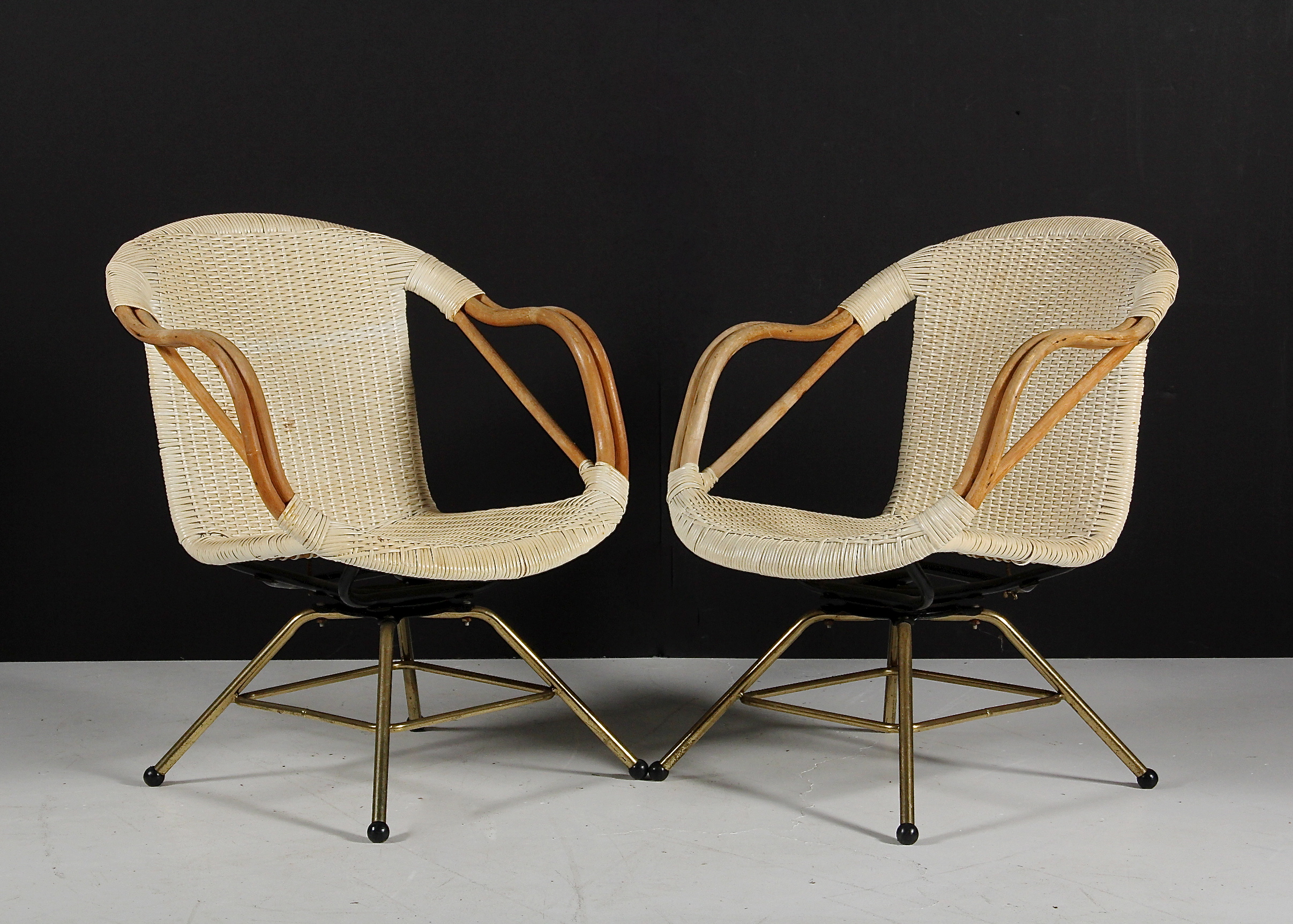 Pair Of Mid Century Tropic Cane Chairs Ebth