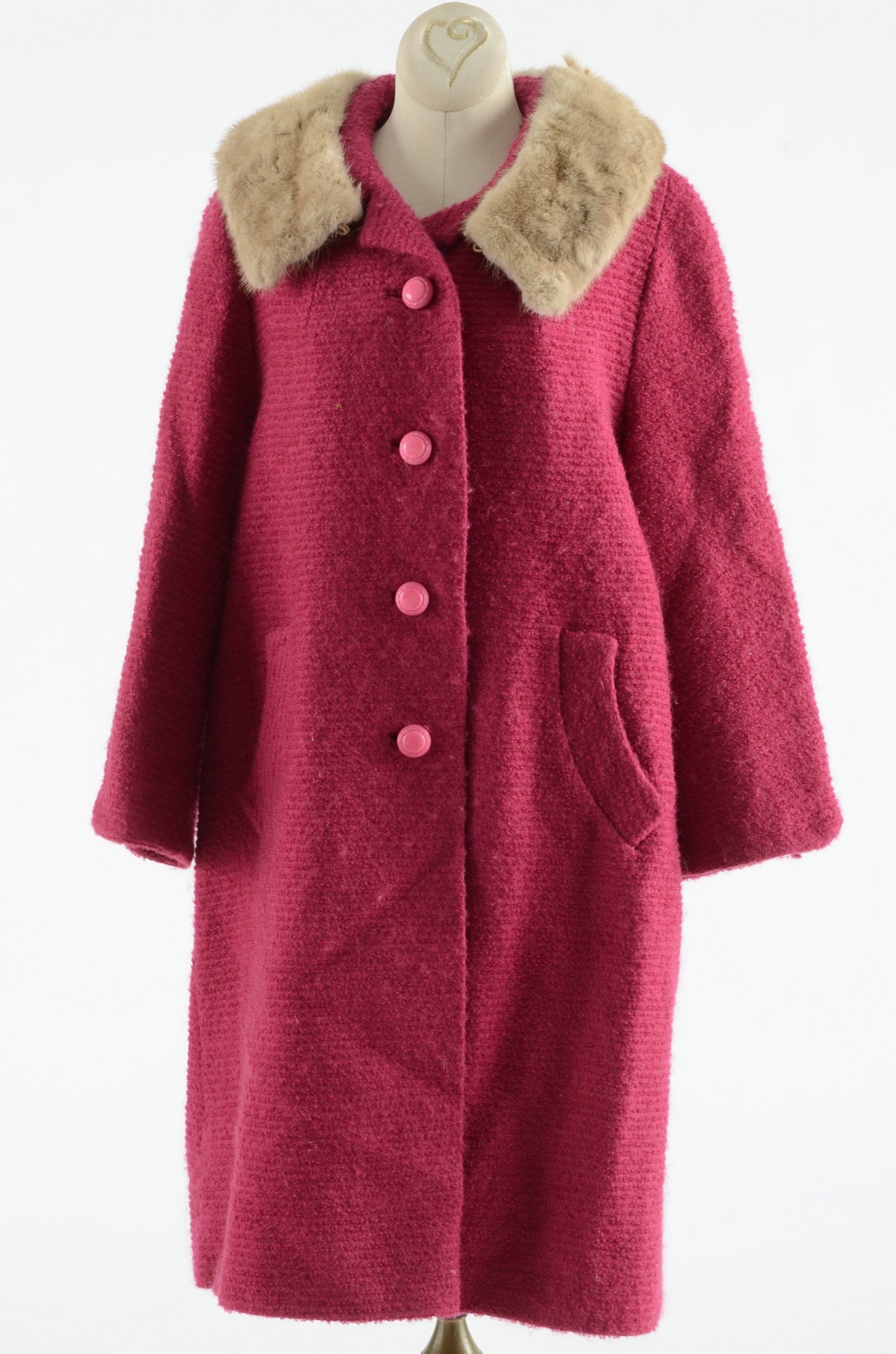 1960s Pink Wool Coat with Mink Collar EBTH