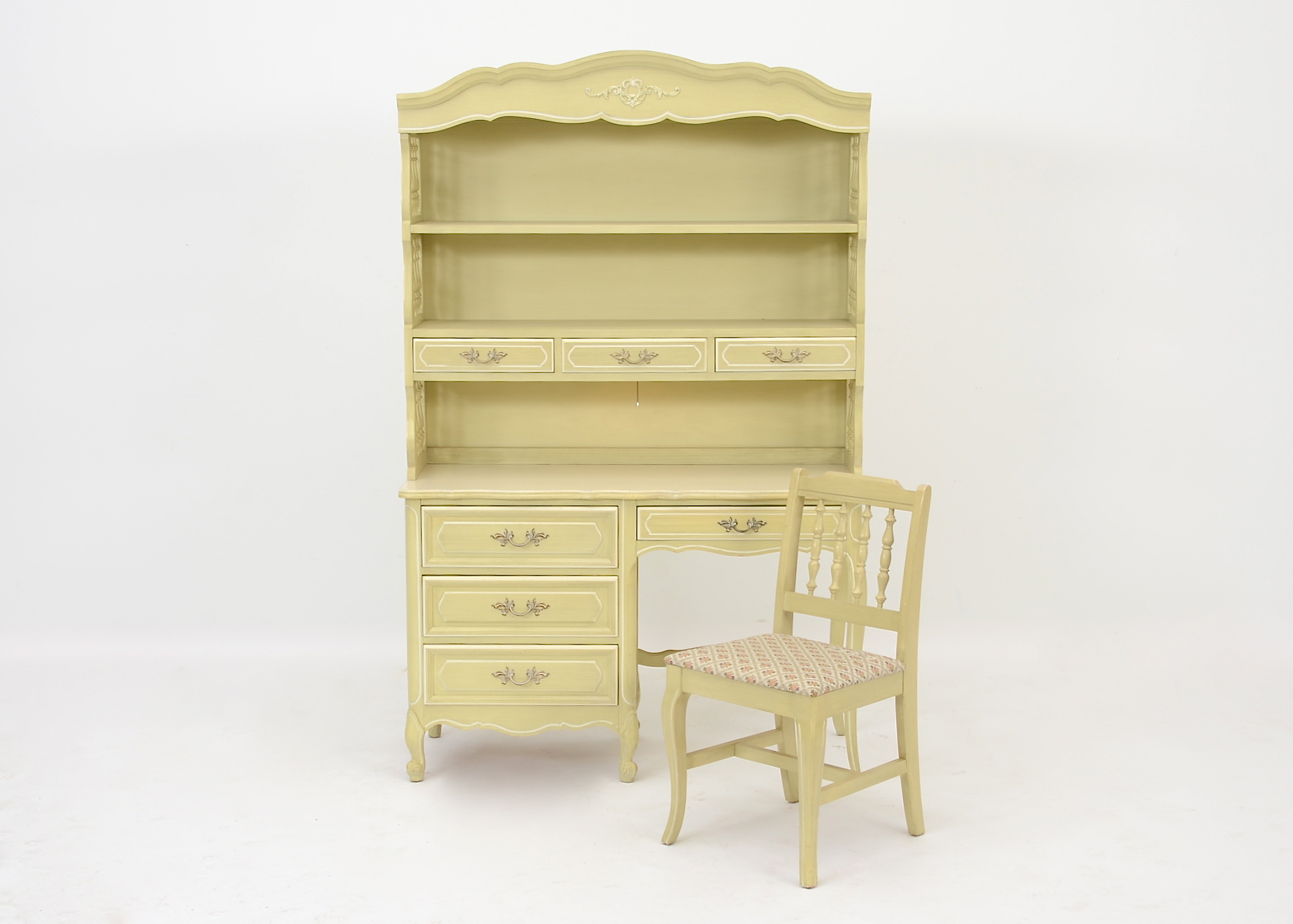 French Provincial Desk with Hutch, Includes Chair EBTH