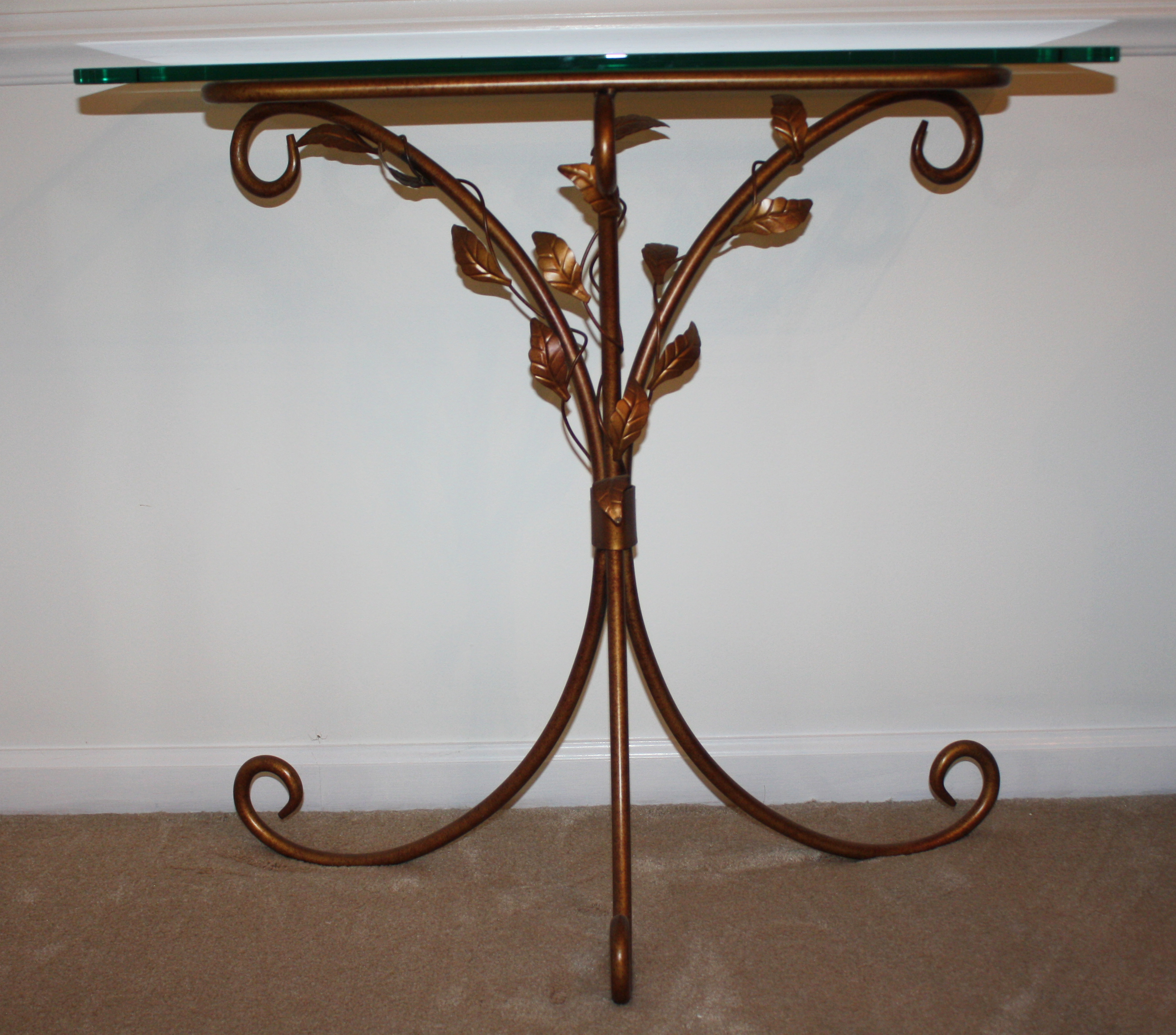 Brass Side Table with Glass Top EBTH