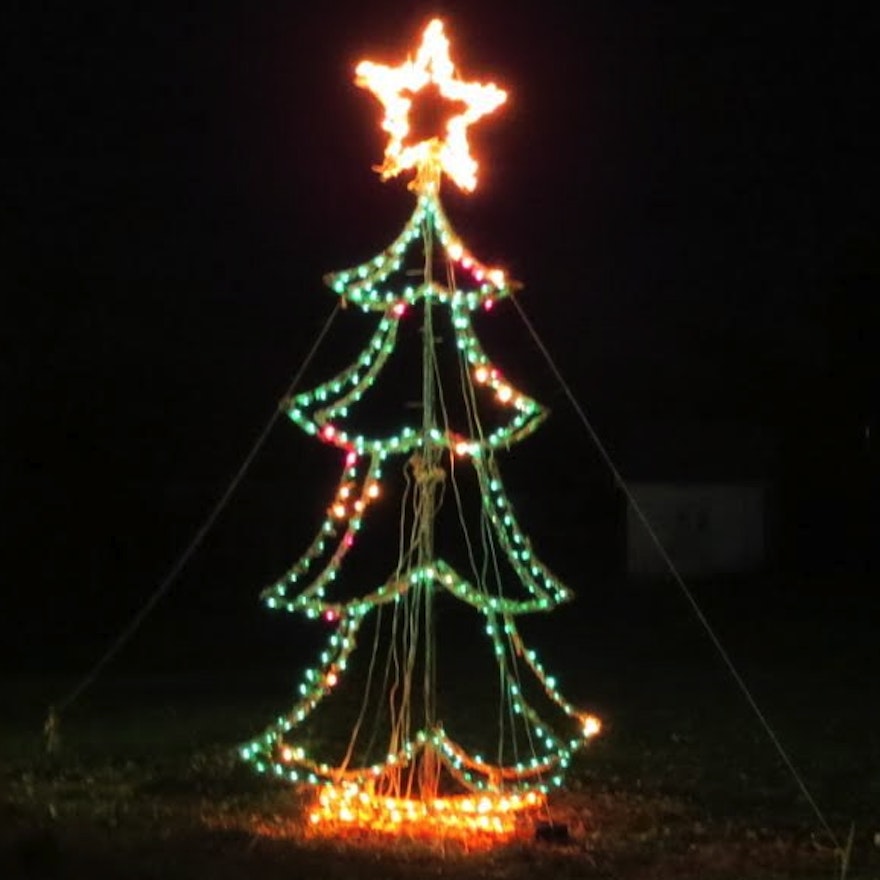 Large Outdoor Lit Wire Frame Christmas Tree Ebth