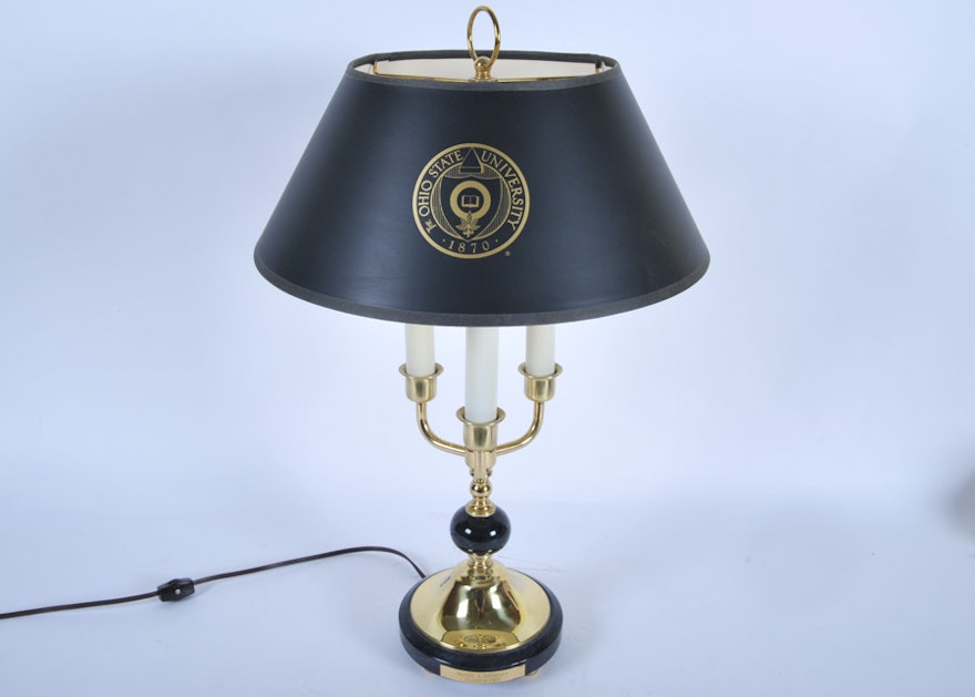 Ohio State University Brass And Marble Lamp Ebth