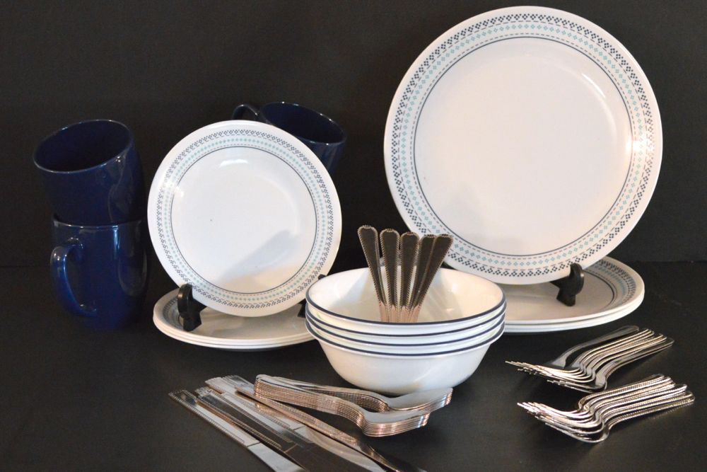 Set of Four Place Settings of Corelle Stoneware EBTH