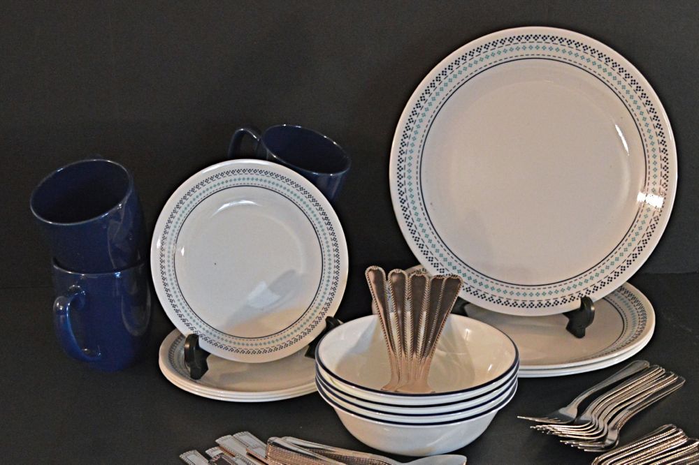 Set of Four Place Settings of Corelle Stoneware EBTH