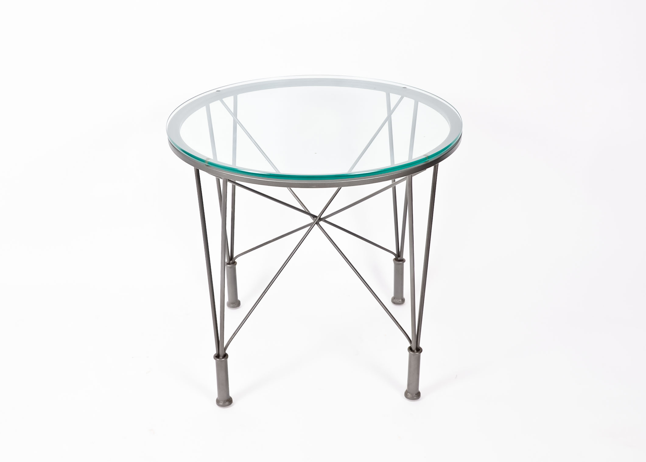 Round Glass Table with Modern Metal Base EBTH