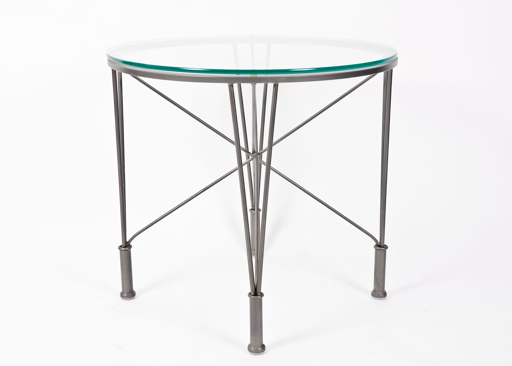 Round Glass Table with Modern Metal Base EBTH