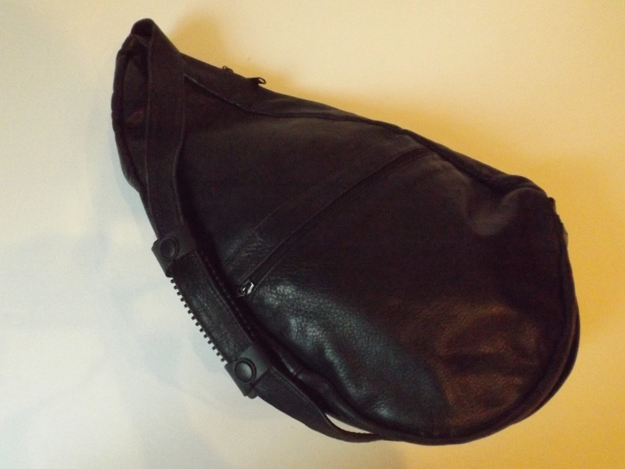 Black Leather Teardrop Crossbody Backpack Bag EBTH
