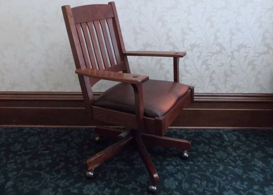 Stickley Mission Style Rolling Desk Chair Ebth