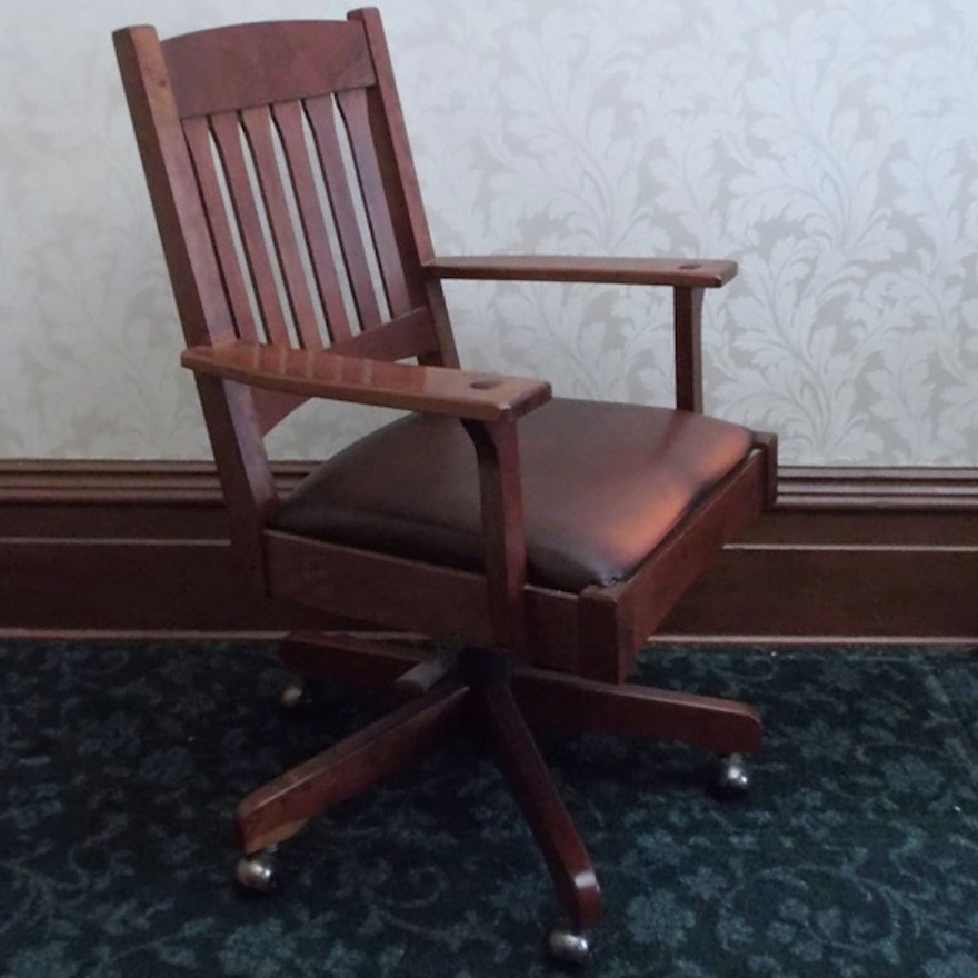 Stickley Mission Style Rolling Desk Chair Ebth