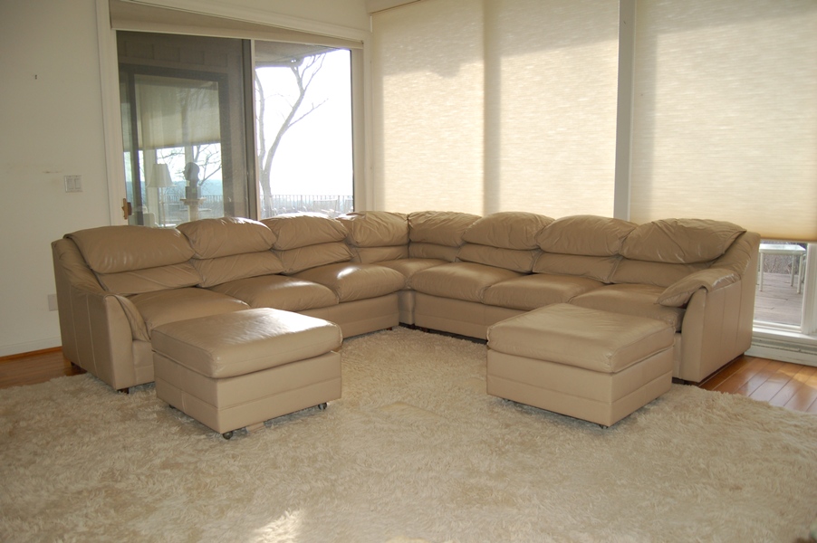 Hancock & Moore Tan Leather Sectional Sofa with Ottomans EBTH
