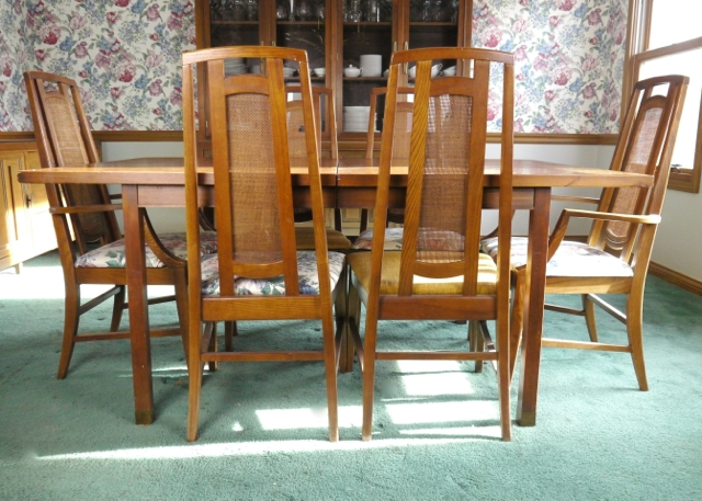 Mid Century Modern Dining Table with Six CaneBack Chairs EBTH