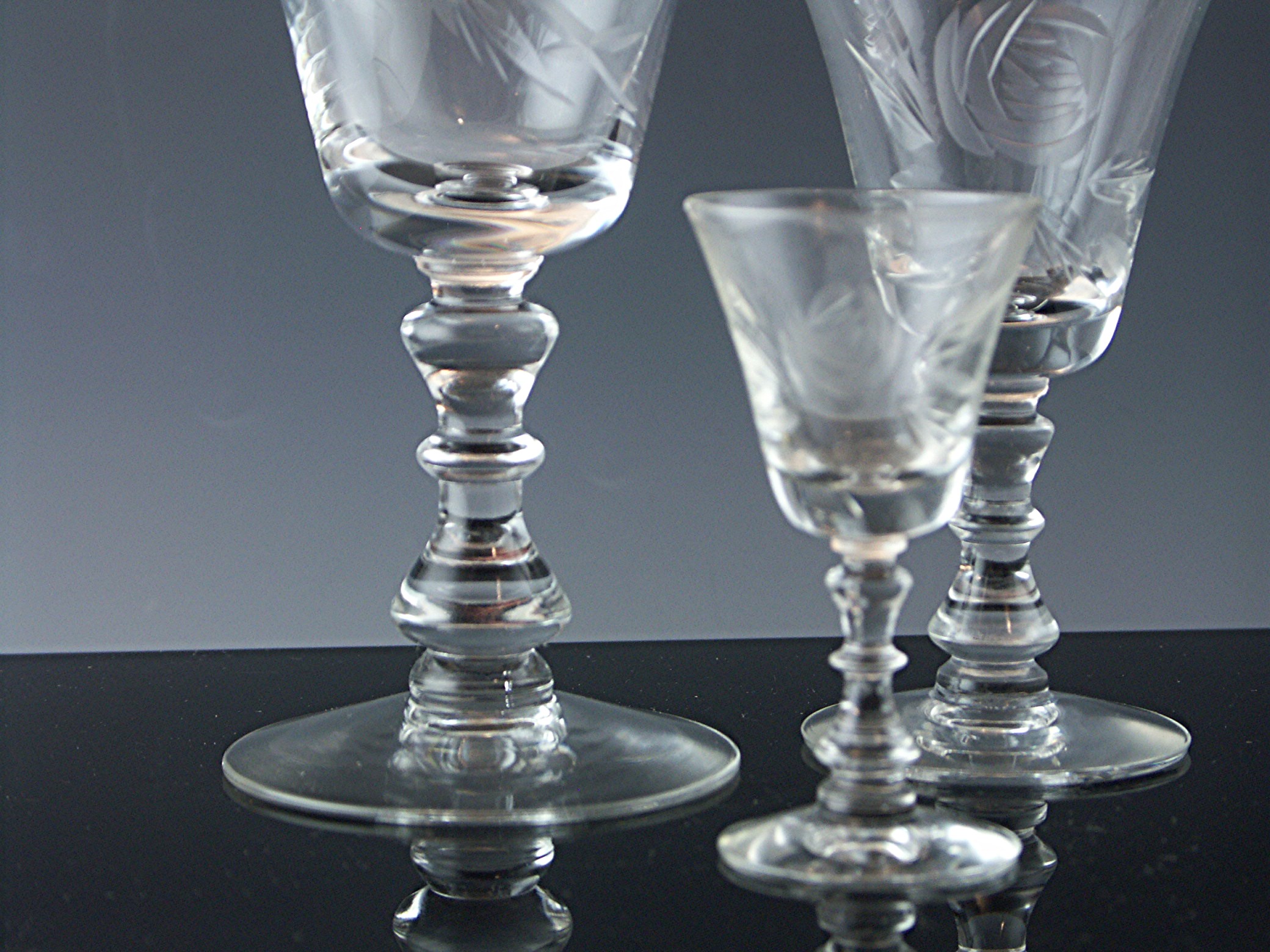 Large Lot of Vintage Fostoria Cut Roses Stemware EBTH