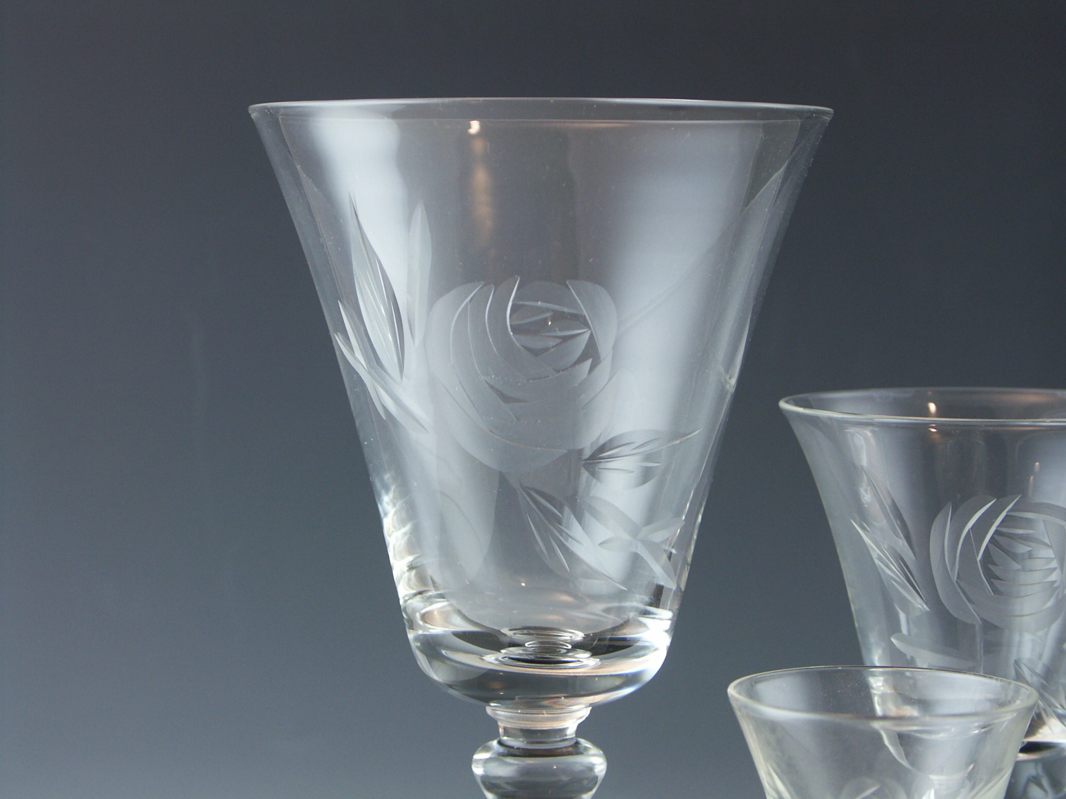 Large Lot of Vintage Fostoria Cut Roses Stemware EBTH