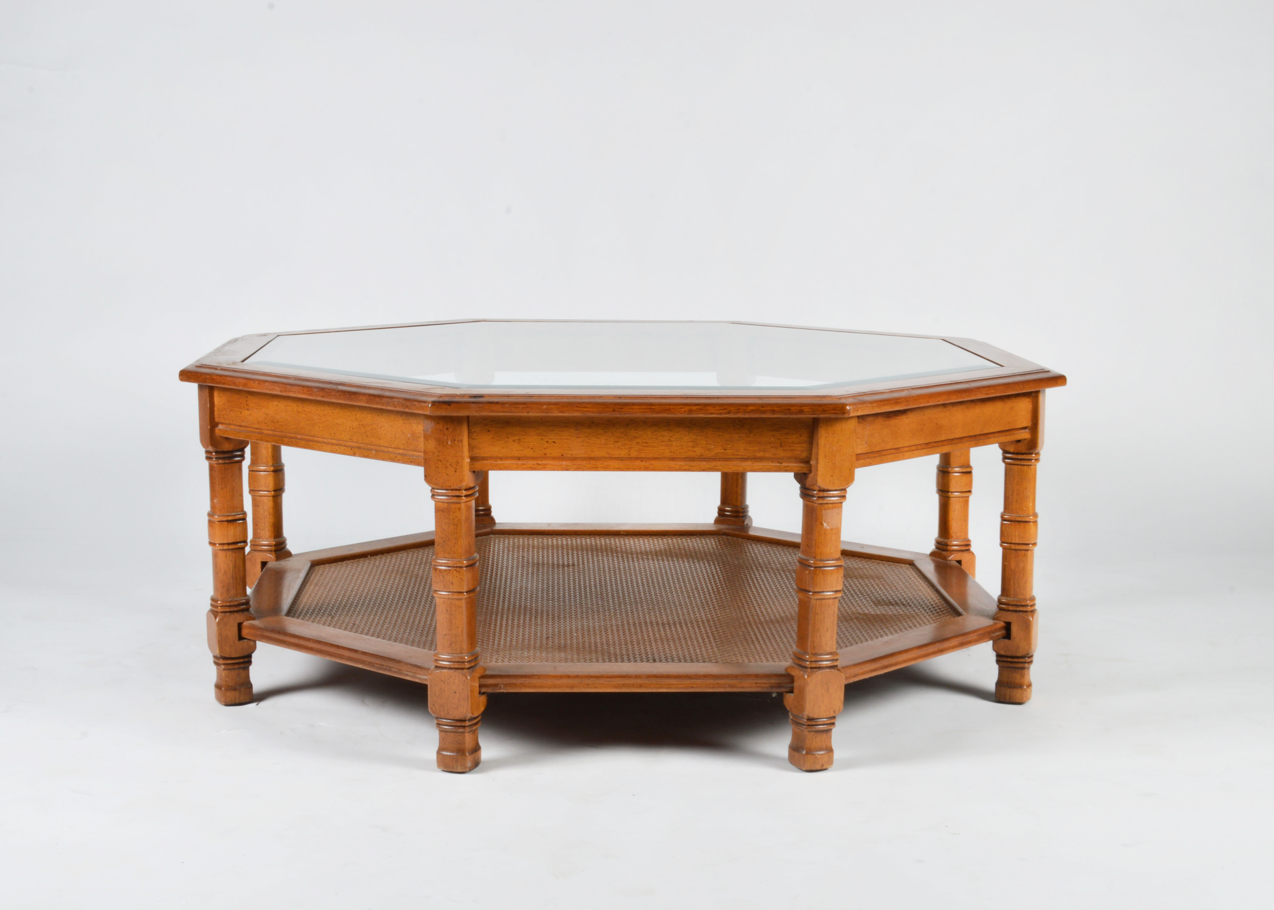 Vintage Glass Top Octagonal Coffee Table EBTH