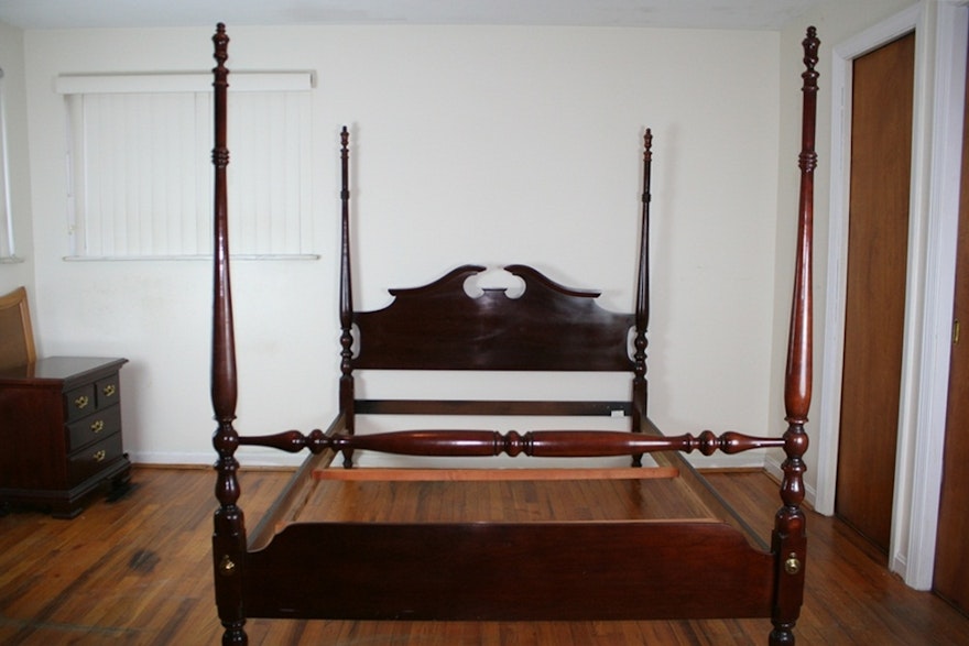 Thomasville Four Poster Cherry Bed Oueen Size Ebth