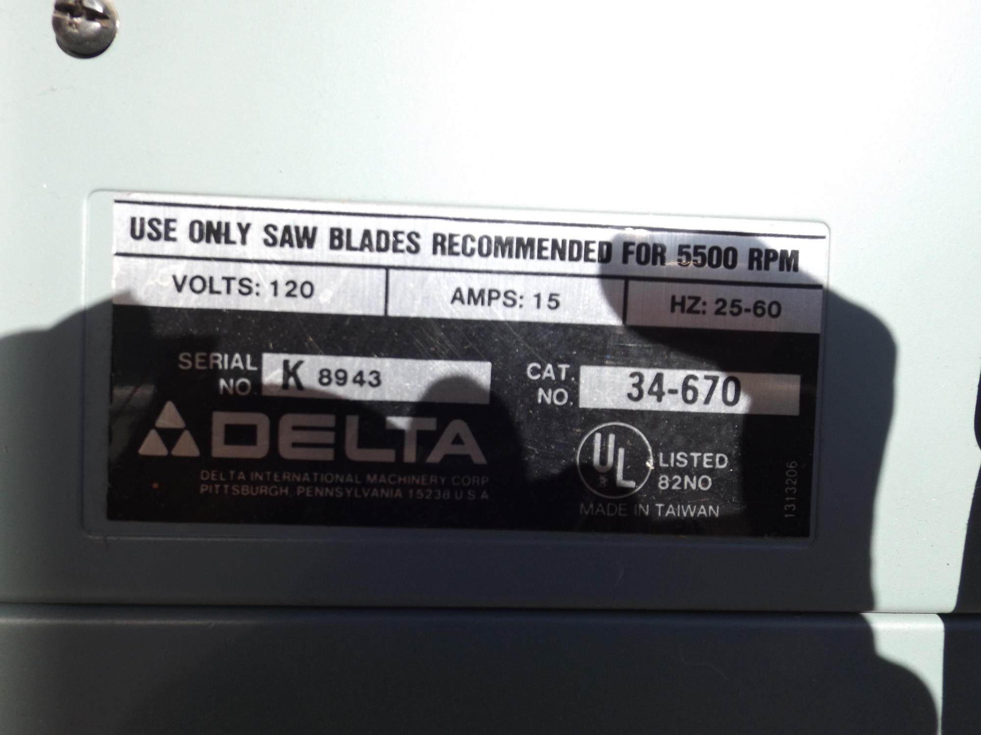 Delta 34670 10" Table Saw EBTH