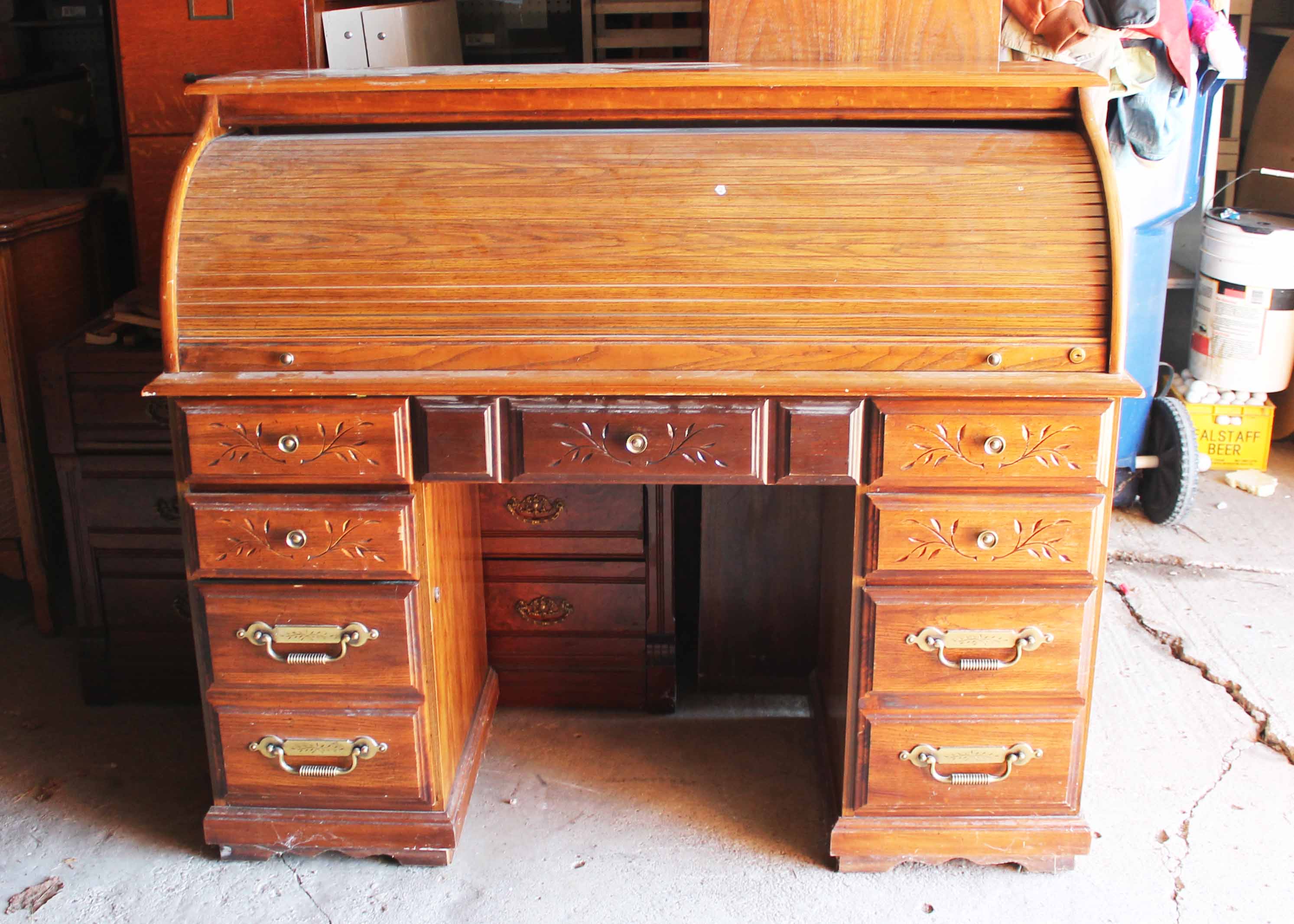 Oak Laminate Roll Top Desk EBTH