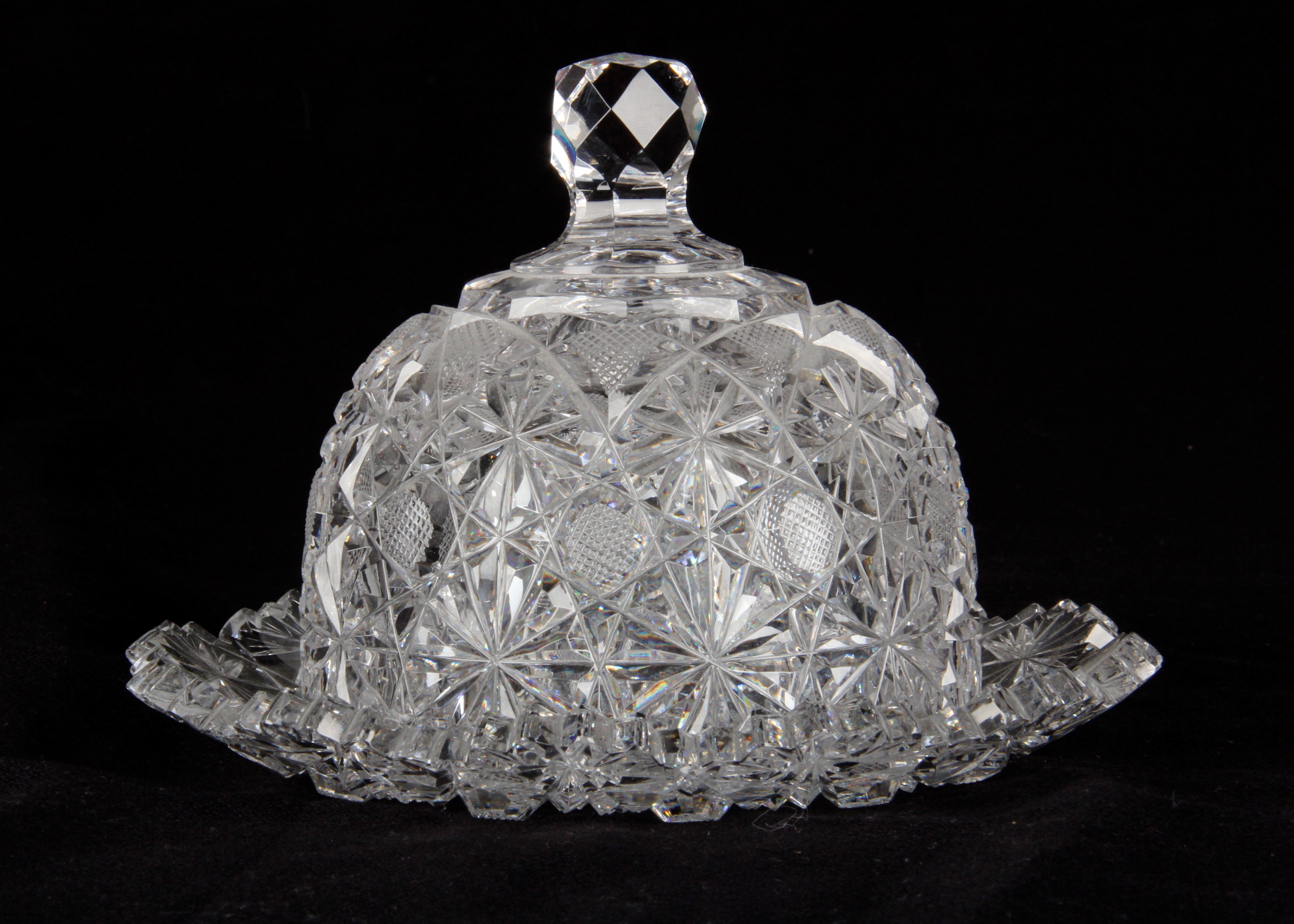 Antique Cut Glass Covered Butter Dish | EBTH