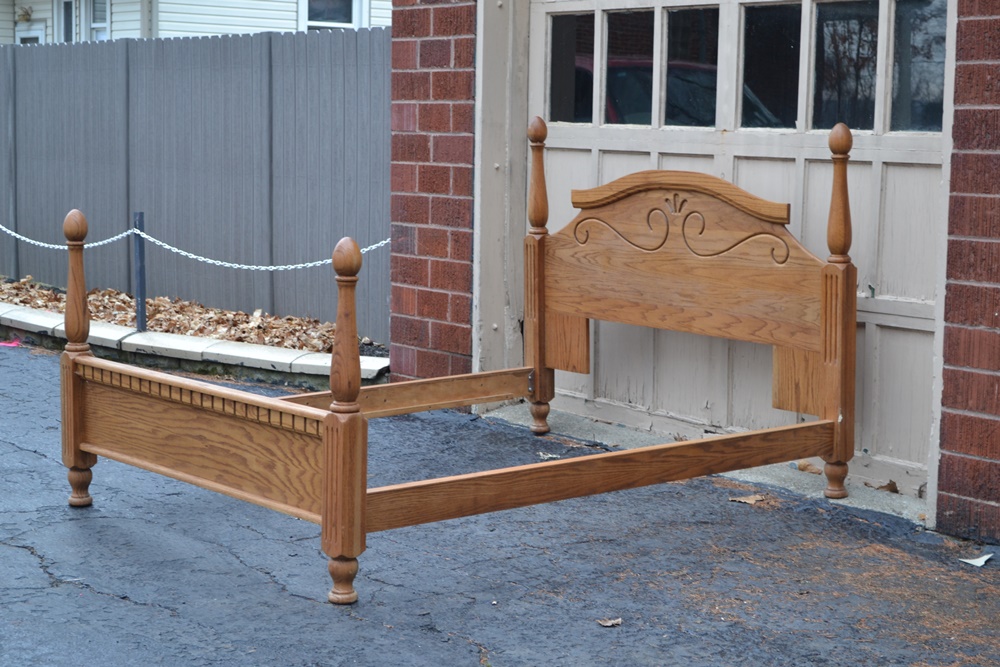 Queen Size Oak Headboard & Footboard EBTH