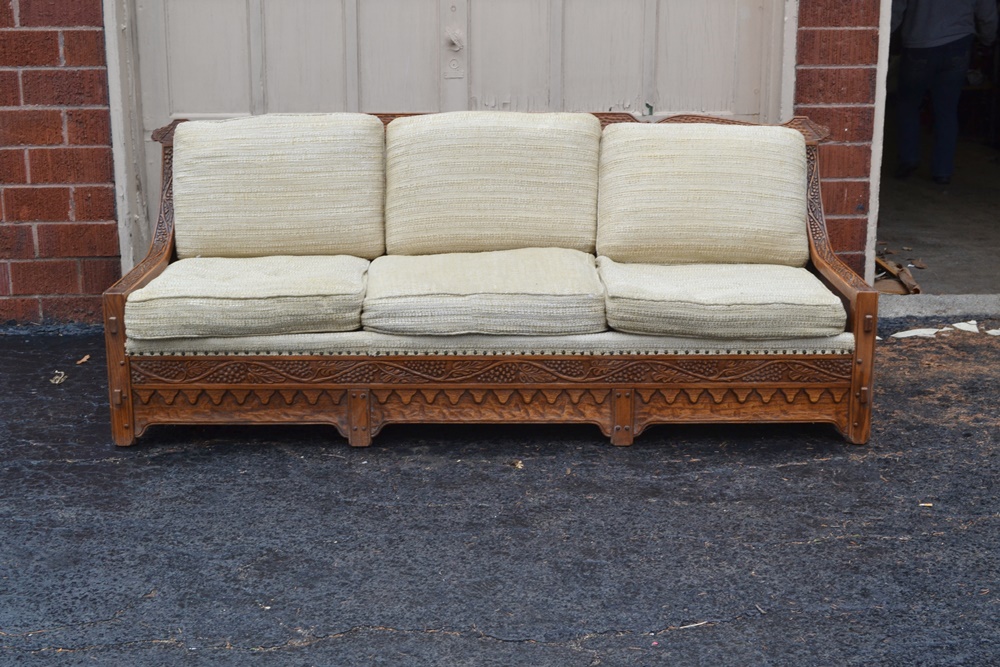 Vintage Romweber "Viking Oak" Sofa With Grapevine Design EBTH
