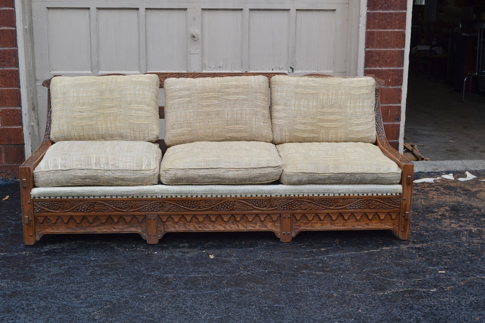 Vintage Romweber "Viking Oak" Sofa With Grapevine Design EBTH